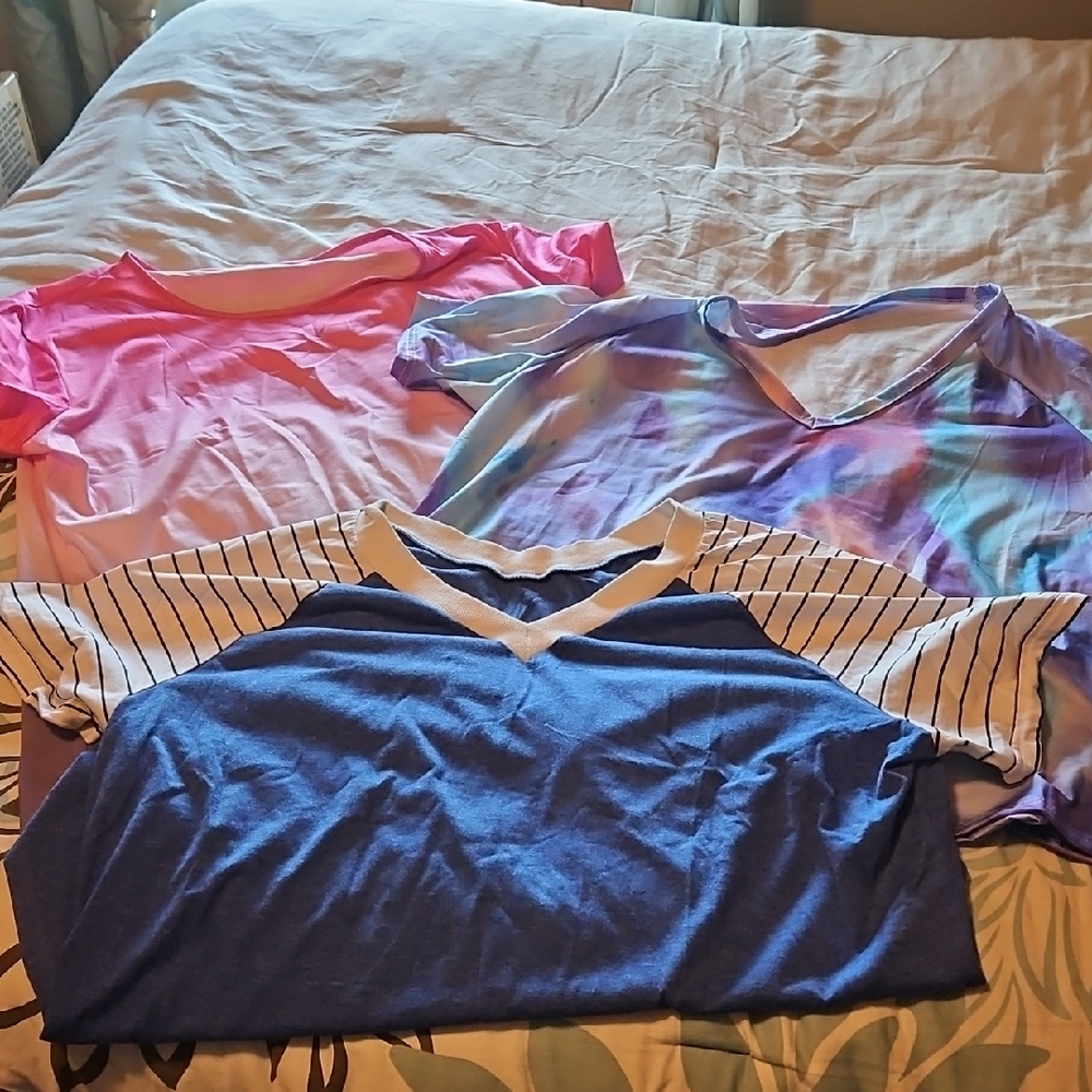 Blue and Pink Women's Tops